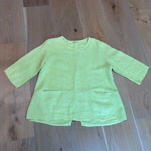 Cut Loose Light Lime Green Linen Swing Top | M | Contemporary | EUC